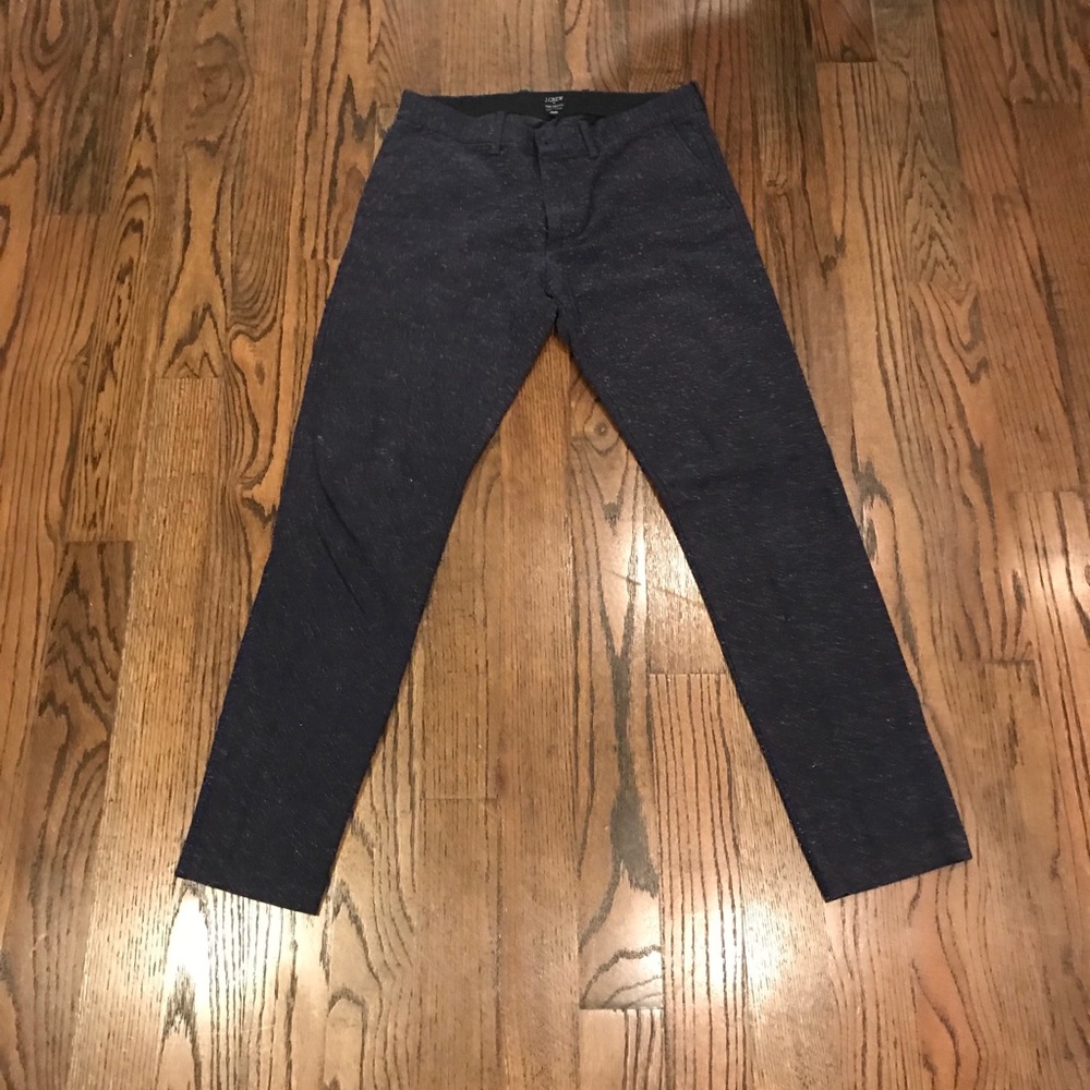 Navy cotton trousers with detail